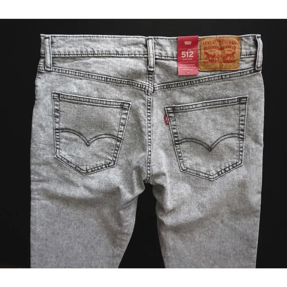 Levi's Mens 512 Slim Taper Hunk Gray Acid Wash Stretch 288330176 Jeans 29 x 32